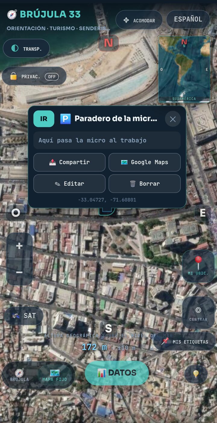 Sticker guardado marcando el paradero de la micro, con una nota personal